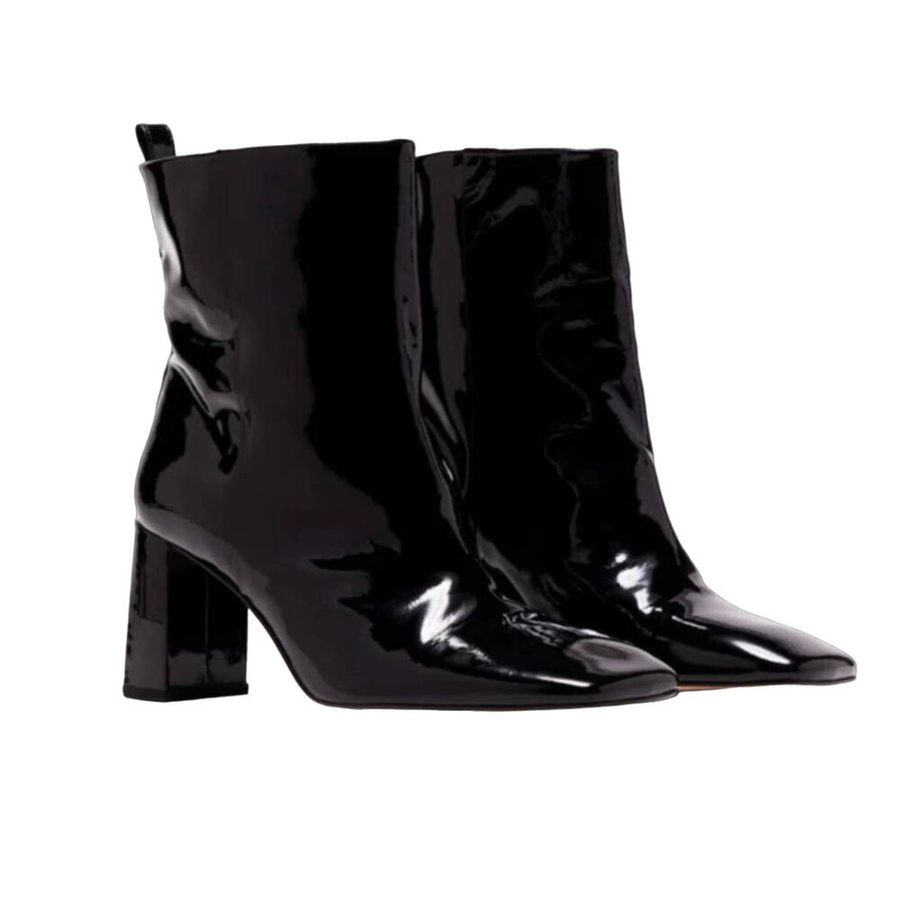 Good American Patent Leather Booties Black 7 NEW